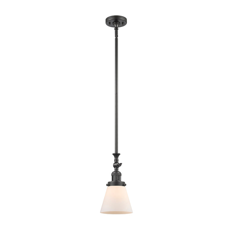 Cone Mini Pendant shown in the Oil Rubbed Bronze finish with a Matte White shade