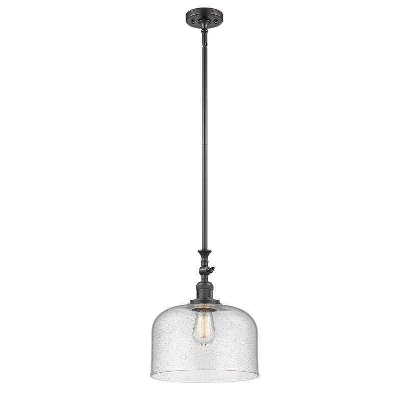 Bell Mini Pendant shown in the Oil Rubbed Bronze finish with a Seedy shade