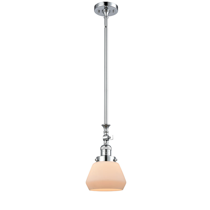 Fulton Mini Pendant shown in the Polished Chrome finish with a Matte White shade