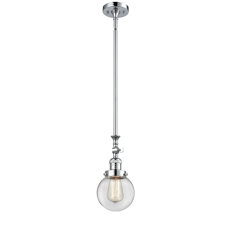 Beacon Mini Pendant shown in the Polished Chrome finish with a Clear shade