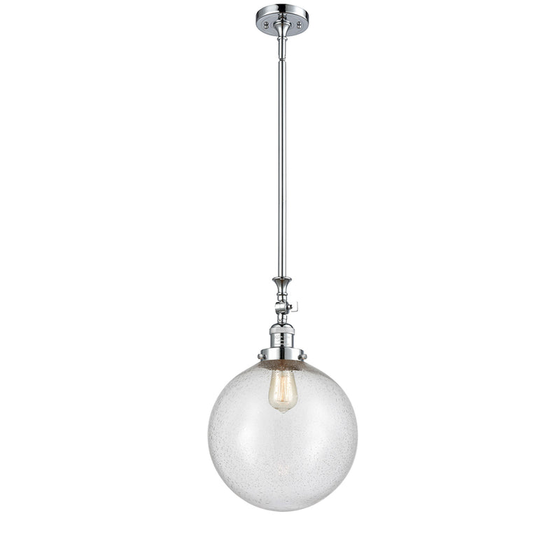 Beacon Mini Pendant shown in the Polished Chrome finish with a Seedy shade