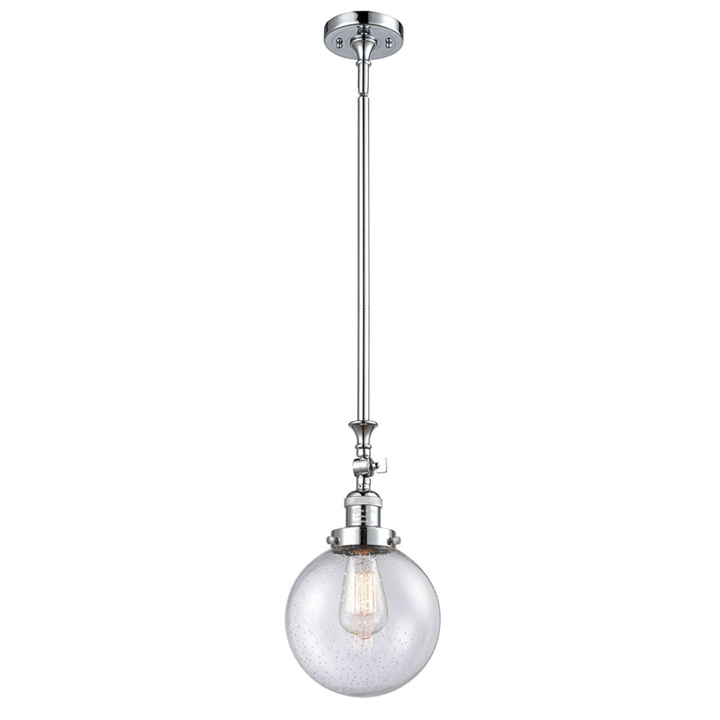 Beacon Mini Pendant shown in the Polished Chrome finish with a Seedy shade