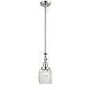 Colton Mini Pendant shown in the Polished Chrome finish with a Clear Halophane shade