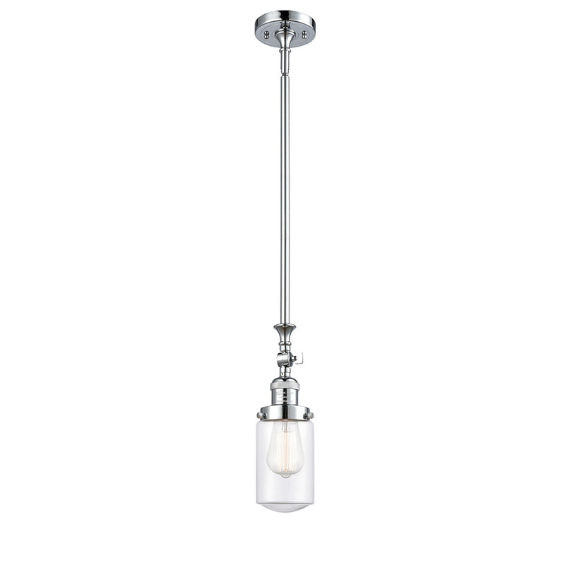 Dover Mini Pendant shown in the Polished Chrome finish with a Clear shade