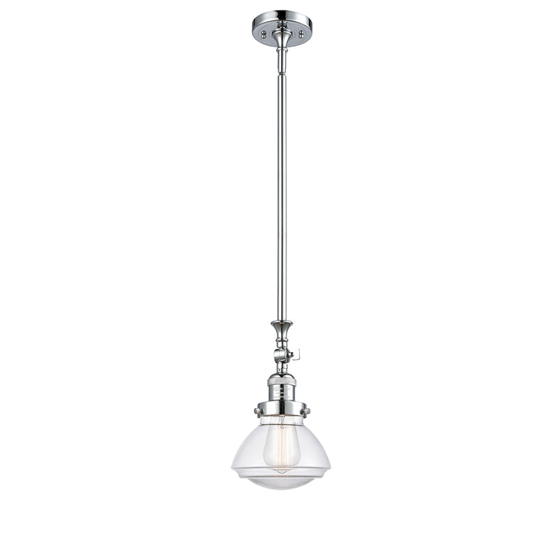 Olean Mini Pendant shown in the Polished Chrome finish with a Clear shade