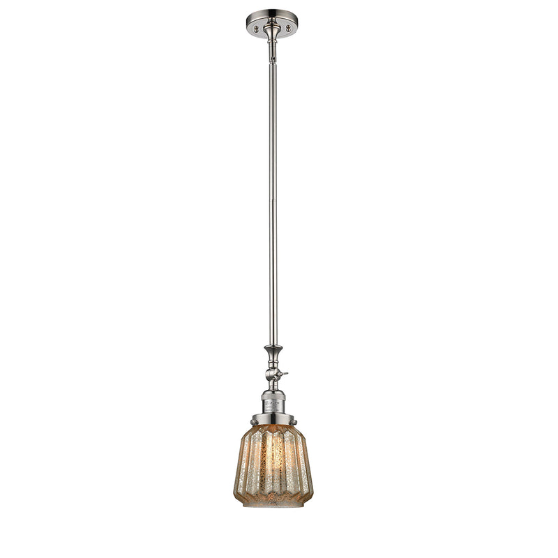 Chatham Mini Pendant shown in the Polished Nickel finish with a Mercury shade