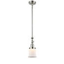 Canton Mini Pendant shown in the Polished Nickel finish with a Matte White shade