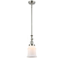 Canton Mini Pendant shown in the Polished Nickel finish with a Matte White shade