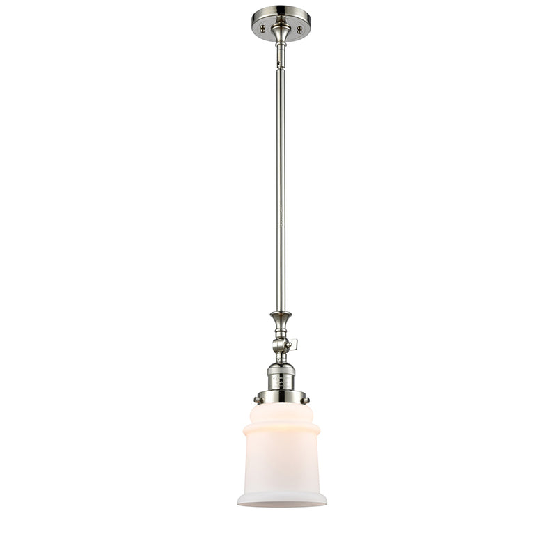 Canton Mini Pendant shown in the Polished Nickel finish with a Matte White shade