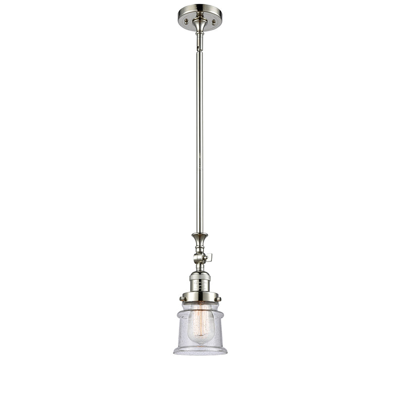 Canton Mini Pendant shown in the Polished Nickel finish with a Seedy shade