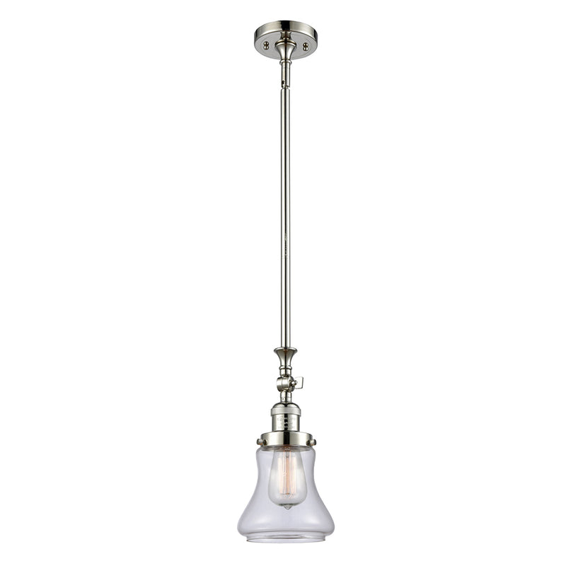 Bellmont Mini Pendant shown in the Polished Nickel finish with a Clear shade