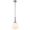 Beacon Mini Pendant shown in the Polished Nickel finish with a Matte White shade