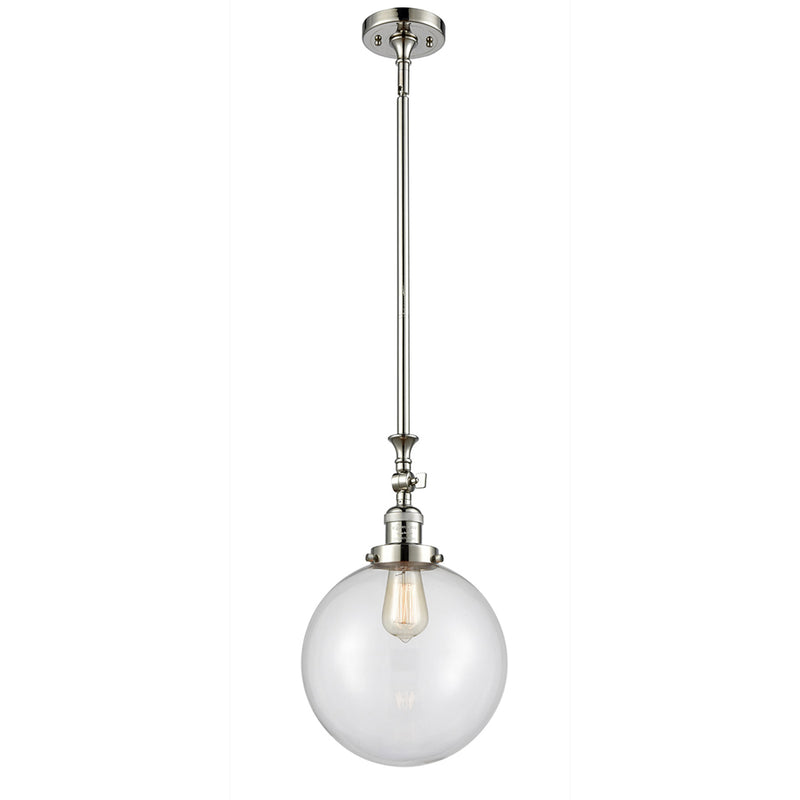 Beacon Mini Pendant shown in the Polished Nickel finish with a Clear shade