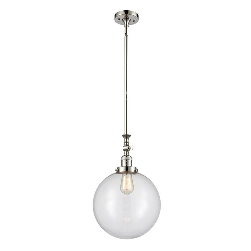 Beacon Mini Pendant shown in the Polished Nickel finish with a Clear shade