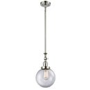 Beacon Mini Pendant shown in the Polished Nickel finish with a Clear shade