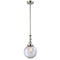 Beacon Mini Pendant shown in the Polished Nickel finish with a Clear shade