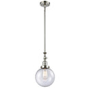 Beacon Mini Pendant shown in the Polished Nickel finish with a Seedy shade