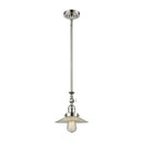 Halophane Mini Pendant shown in the Polished Nickel finish with a Clear Halophane shade