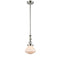 Olean Mini Pendant shown in the Polished Nickel finish with a Matte White shade