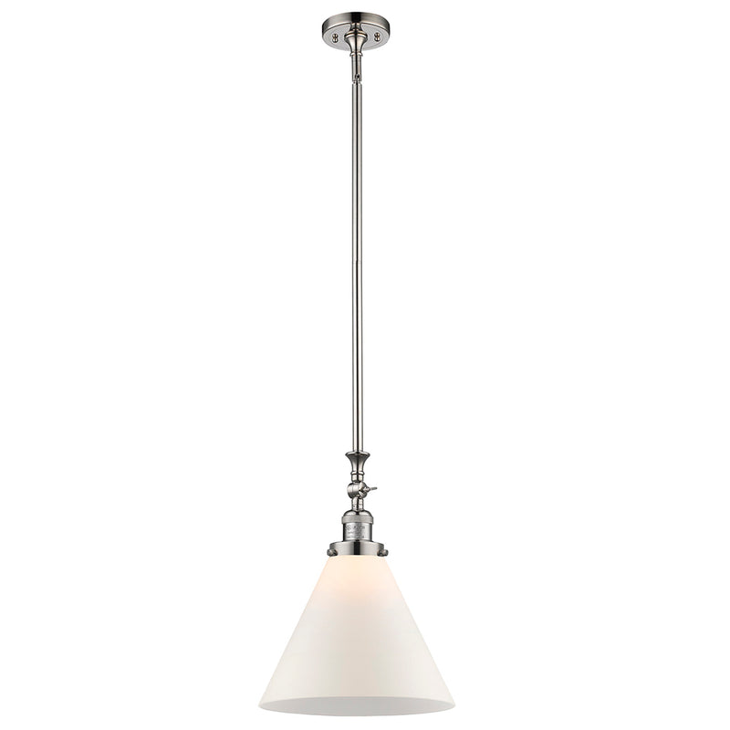 Cone Mini Pendant shown in the Polished Nickel finish with a Matte White shade