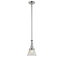 Cone Mini Pendant shown in the Polished Nickel finish with a Clear shade