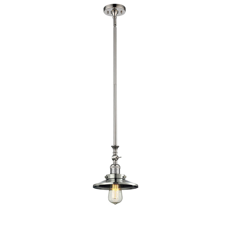 Railroad Mini Pendant shown in the Polished Nickel finish with a Polished Nickel shade