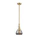 Fulton Mini Pendant shown in the Satin Gold finish with a Plated Smoke shade