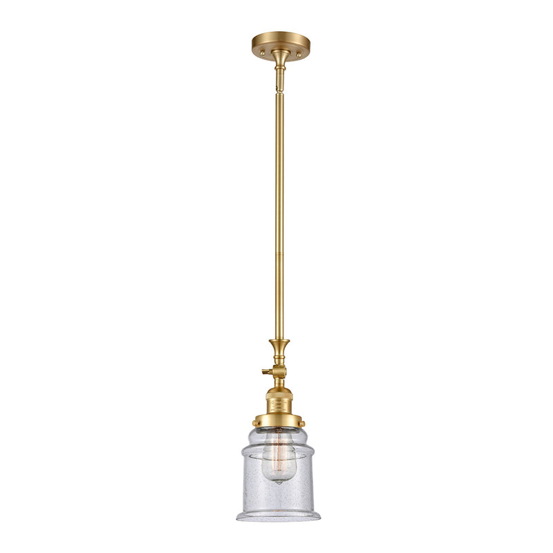 Canton Mini Pendant shown in the Satin Gold finish with a Seedy shade