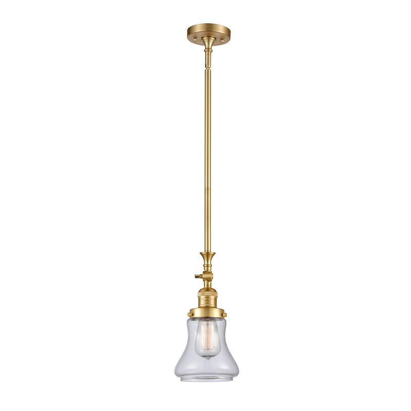 Bellmont Mini Pendant shown in the Satin Gold finish with a Clear shade