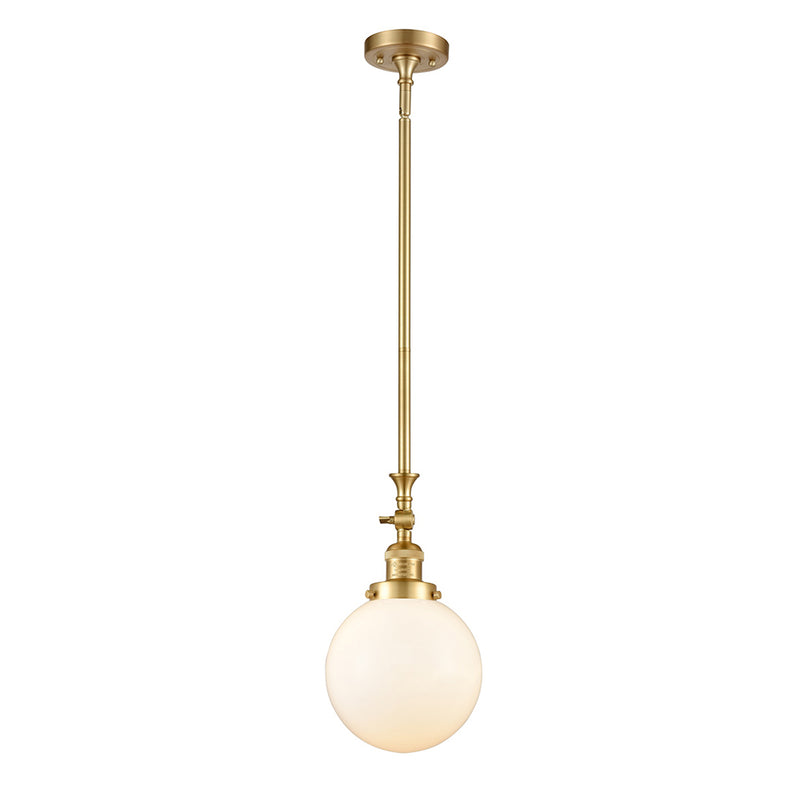 Beacon Mini Pendant shown in the Satin Gold finish with a Matte White shade