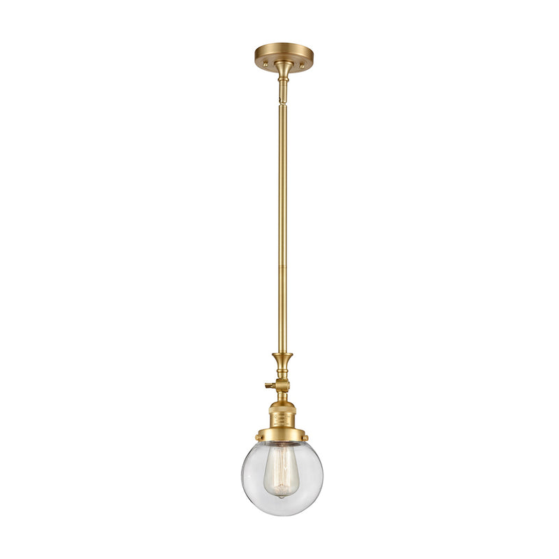 Beacon Mini Pendant shown in the Satin Gold finish with a Clear shade