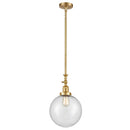 Beacon Mini Pendant shown in the Satin Gold finish with a Seedy shade