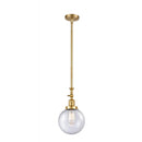 Beacon Mini Pendant shown in the Satin Gold finish with a Seedy shade