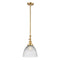 Seneca Falls Mini Pendant shown in the Satin Gold finish with a Clear Halophane shade