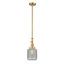 Stanton Mini Pendant shown in the Satin Gold finish with a Clear Wire Mesh shade