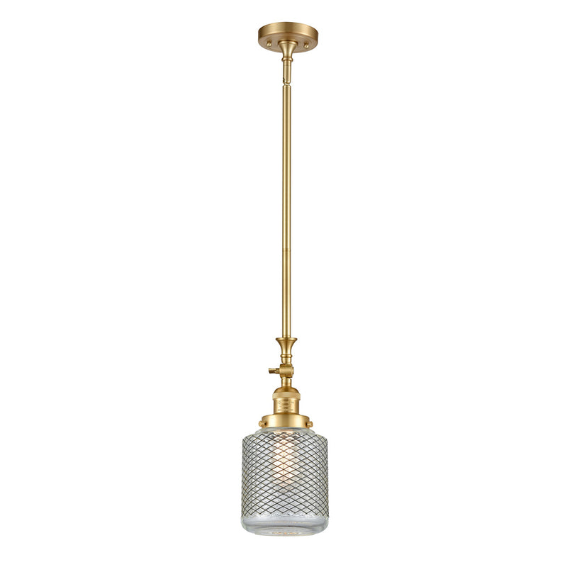 Stanton Mini Pendant shown in the Satin Gold finish with a Clear Wire Mesh shade