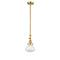 Olean Mini Pendant shown in the Satin Gold finish with a Clear shade