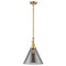 Cone Mini Pendant shown in the Satin Gold finish with a Plated Smoke shade