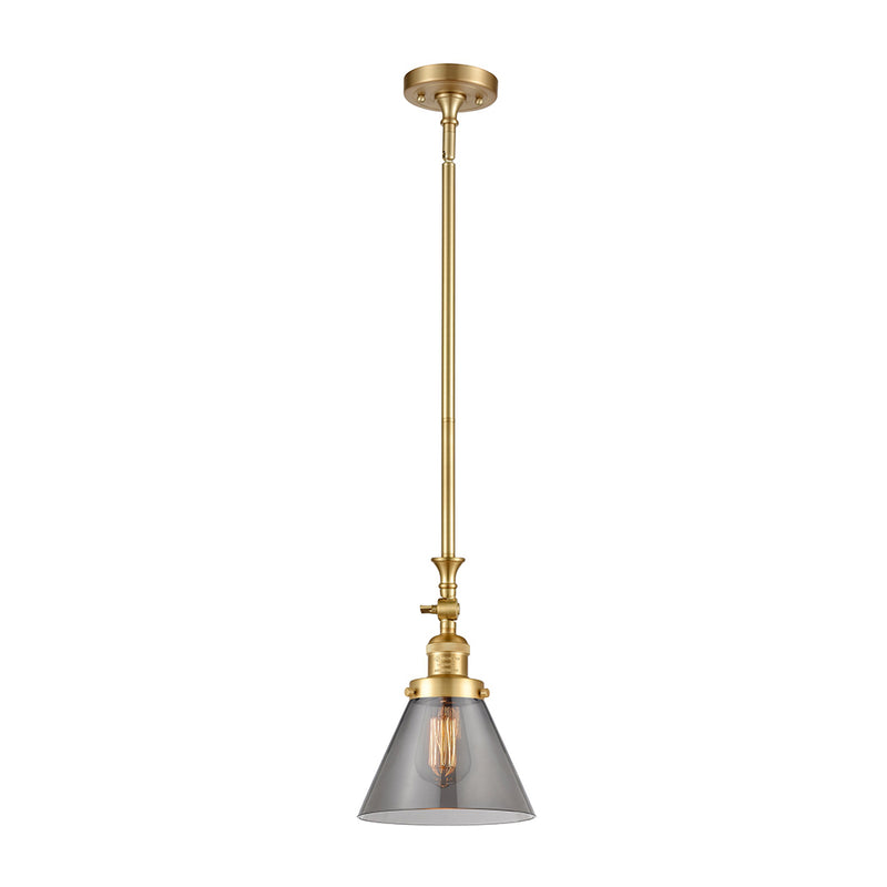 Cone Mini Pendant shown in the Satin Gold finish with a Plated Smoke shade