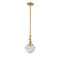 Oxford Mini Pendant shown in the Satin Gold finish with a Seedy shade