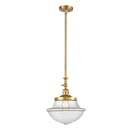 Oxford Mini Pendant shown in the Satin Gold finish with a Clear shade