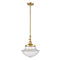 Oxford Mini Pendant shown in the Satin Gold finish with a Clear shade