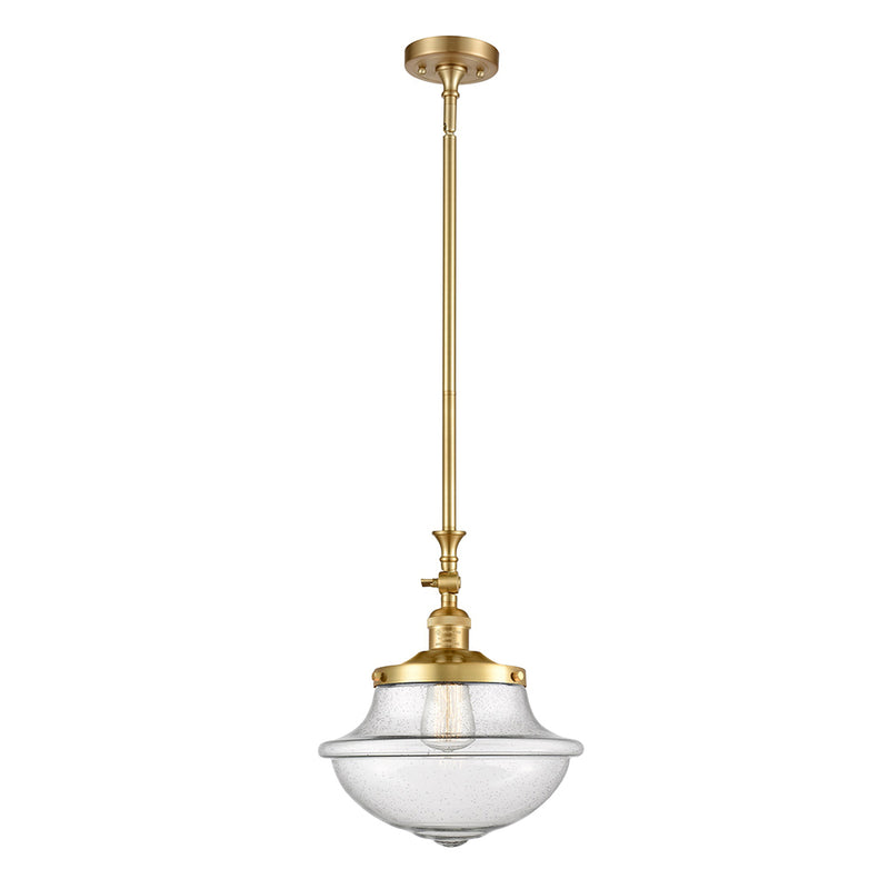 Oxford Mini Pendant shown in the Satin Gold finish with a Seedy shade