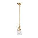 Bell Mini Pendant shown in the Satin Gold finish with a Seedy shade