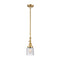 Bell Mini Pendant shown in the Satin Gold finish with a Seedy shade