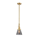 Cone Mini Pendant shown in the Satin Gold finish with a Plated Smoke shade