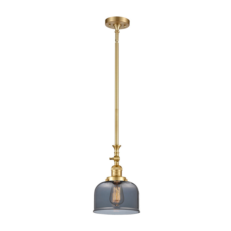 Bell Mini Pendant shown in the Satin Gold finish with a Plated Smoke shade