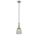 Chatham Mini Pendant shown in the Brushed Satin Nickel finish with a Clear shade