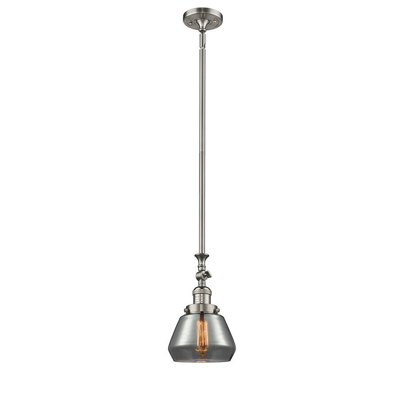 Fulton Mini Pendant shown in the Brushed Satin Nickel finish with a Plated Smoke shade