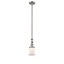 Canton Mini Pendant shown in the Brushed Satin Nickel finish with a Matte White shade